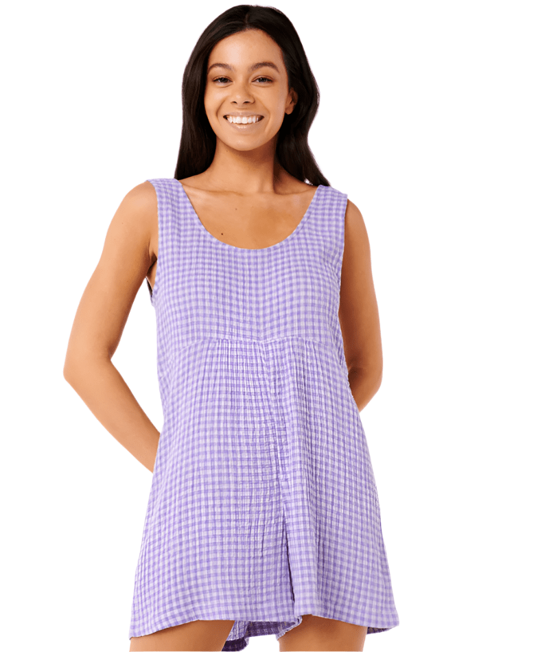 RIP CURL Women's Premium Surf Check Romper Purple Women's Rompers & Jumpsuits Rip Curl