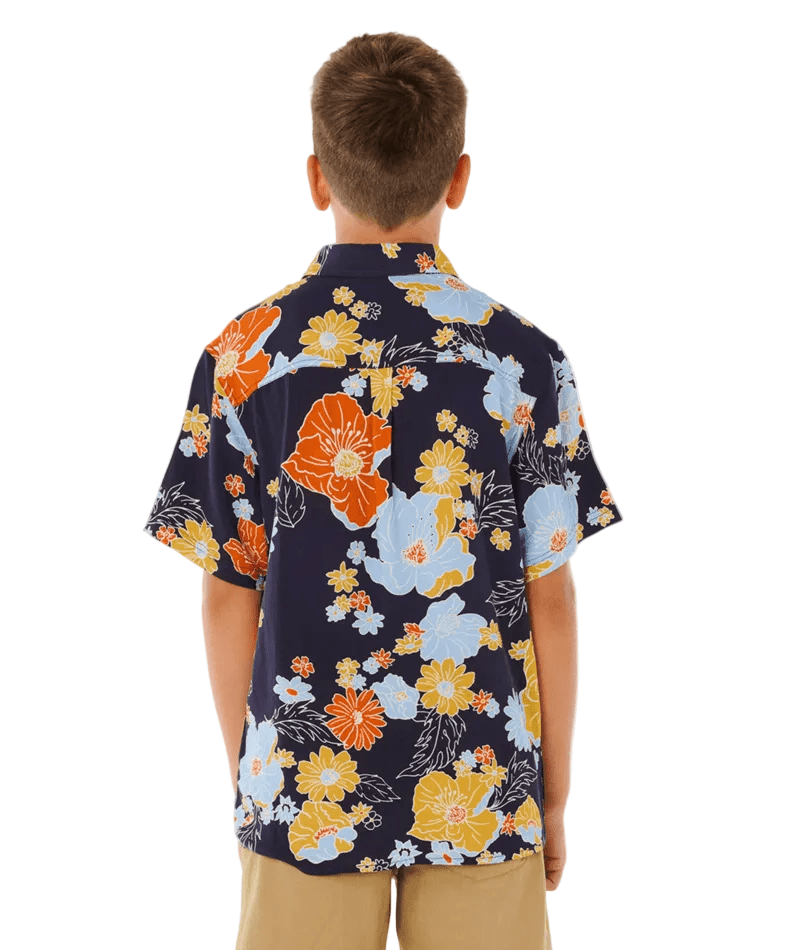 RIP CURL Boys Pacific Rinse Short Sleeve Button Up Dark Navy Boy's Short Sleeve Button Ups Rip Curl