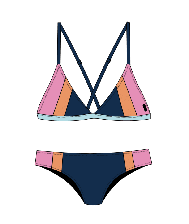 RIP CURL Girl's Block Party Bikini Set Dark Navy Girl's Swimwear Rip Curl