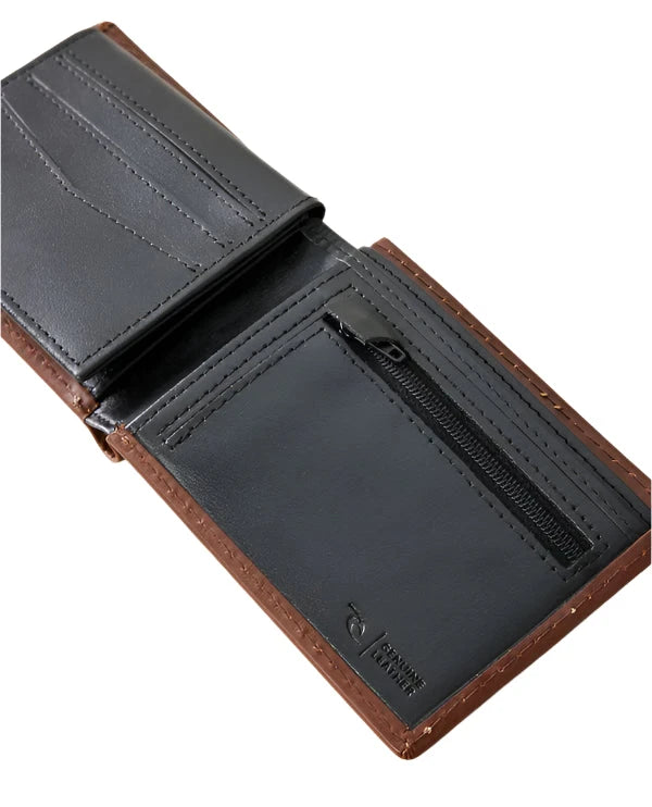 RIP CURL Surf Revival RFID All Day Wallet Dark Brown Leather Men's Wallets Rip Curl