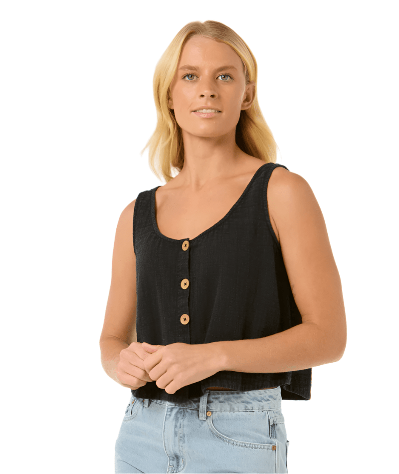 RIP CURL Women's Classic Surf II Tank Washed Black Women's Tank Tops and Halter Tops Rip Curl