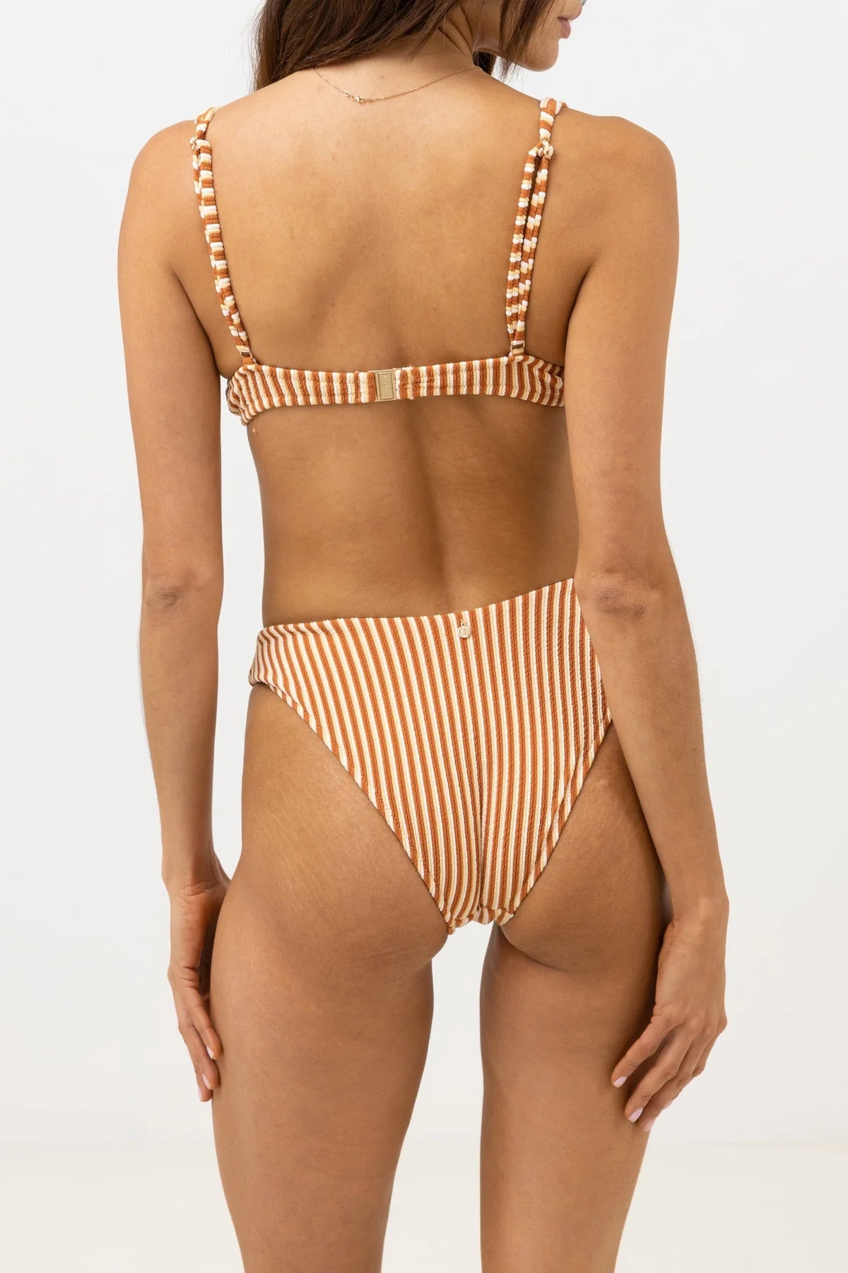 RHYTHM Women's Sunbather Stripe Holiday Bikini Bottom Chocolate Women's Bikini Bottoms Rhythm 