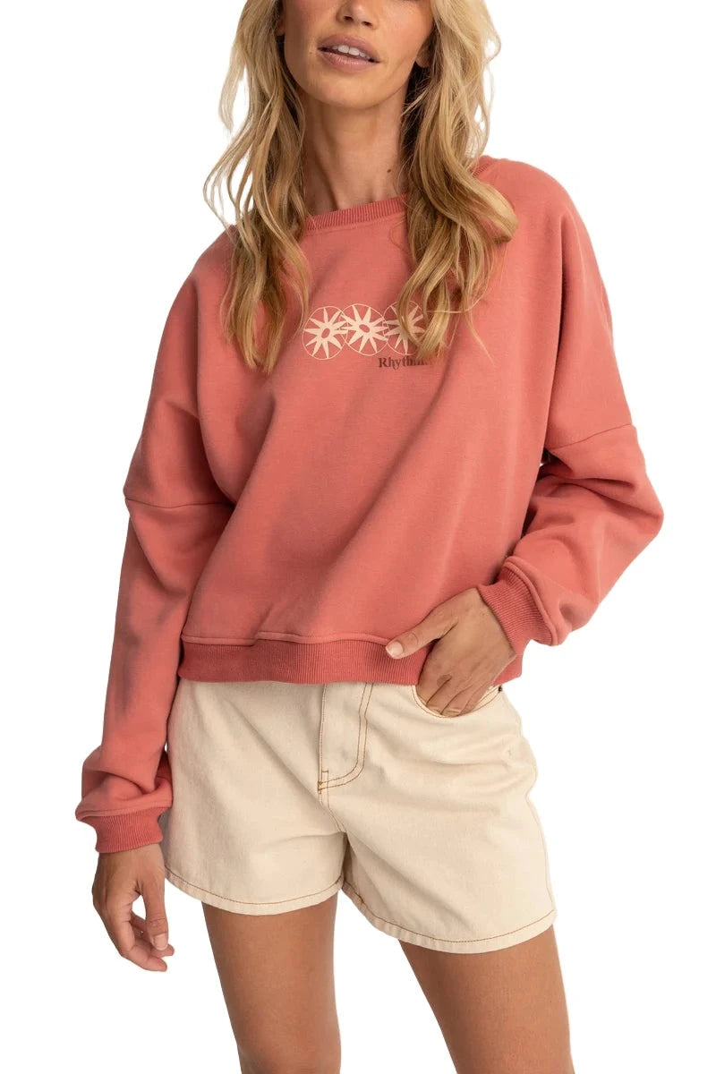 RHYTHM Women's Horizon Slouch Fleece Rose Women's Crewnecks Rhythm