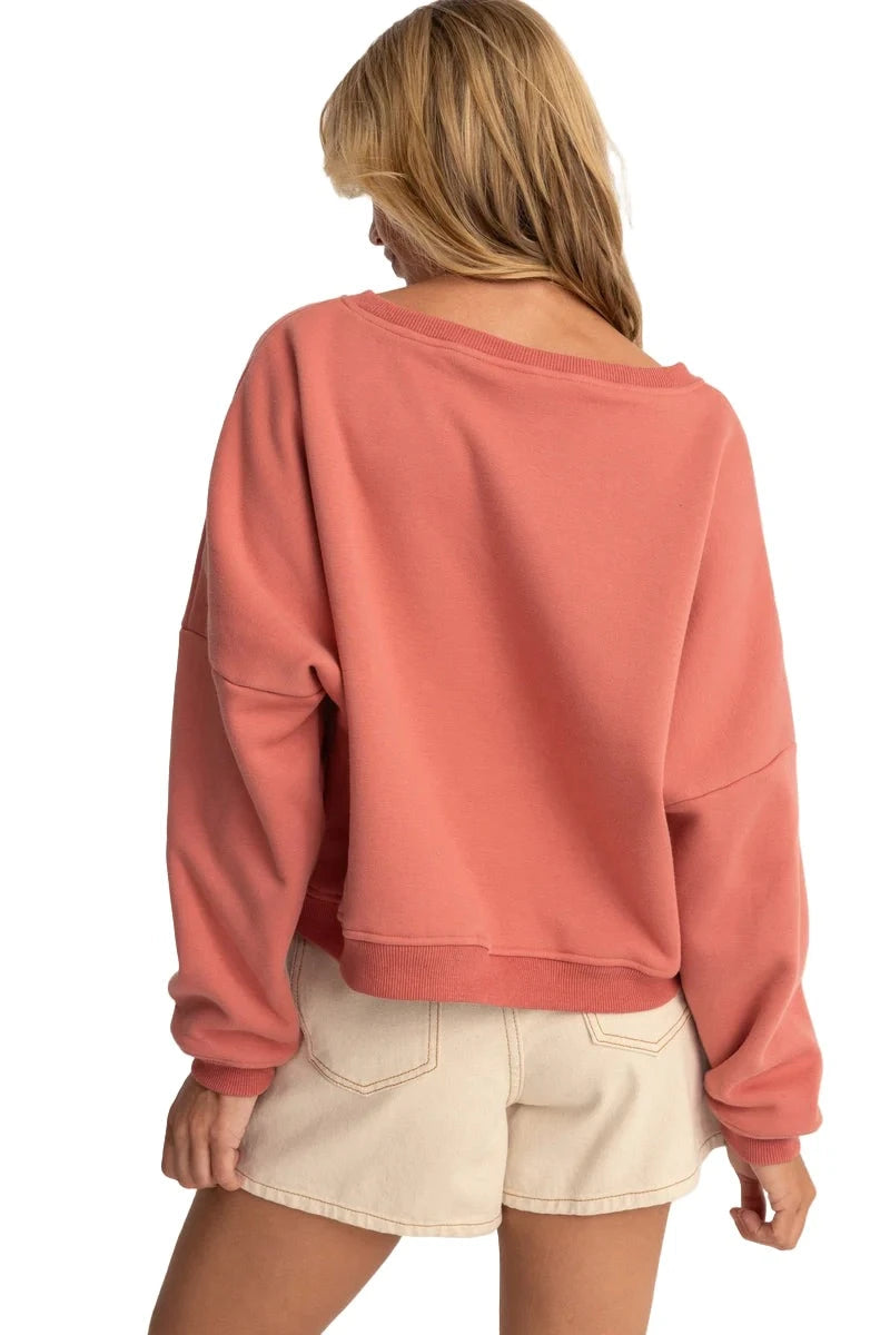 RHYTHM Women's Horizon Slouch Fleece Rose Women's Crewnecks Rhythm