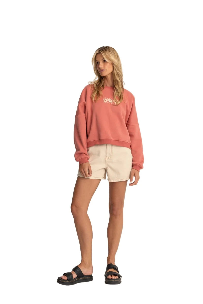 RHYTHM Women's Horizon Slouch Fleece Rose Women's Crewnecks Rhythm