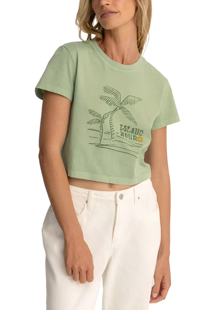 RHYTHM Women's Island Hour Vintage Crop T-Shirt Palm Women's T-Shirts Rhythm