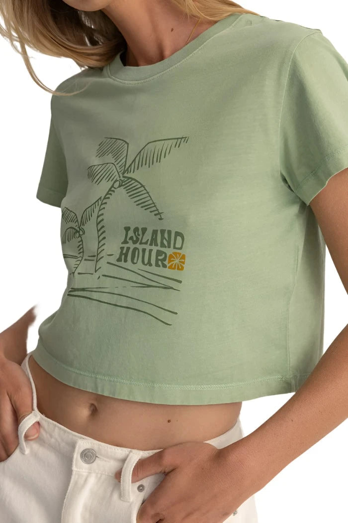 RHYTHM Women's Island Hour Vintage Crop T-Shirt Palm Women's T-Shirts Rhythm