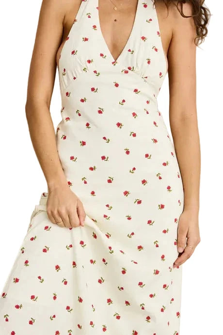 RHYTHM Women's Mila Floral Halter Neck Maxi Dress Cream Women's Dresses Rhythm