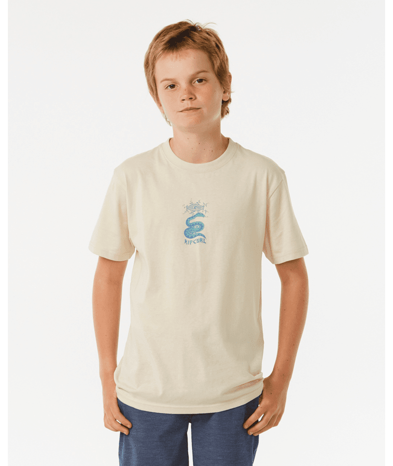RIP CURL Boys Lost Island Snake T-Shirt Vintage White Boy's T-Shirts Rip Curl