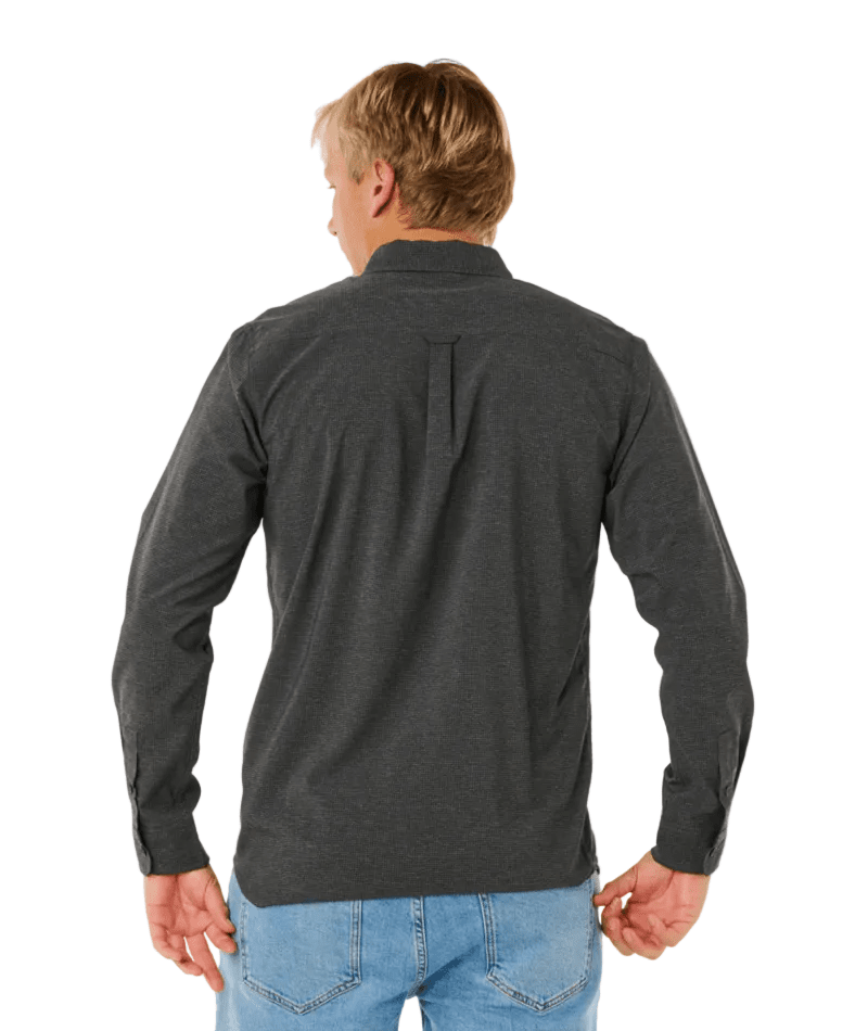 RIP CURL Classic Surf Tech Long Sleeve Button Up Black Men's Long Sleeve Button Up Shirts Rip Curl