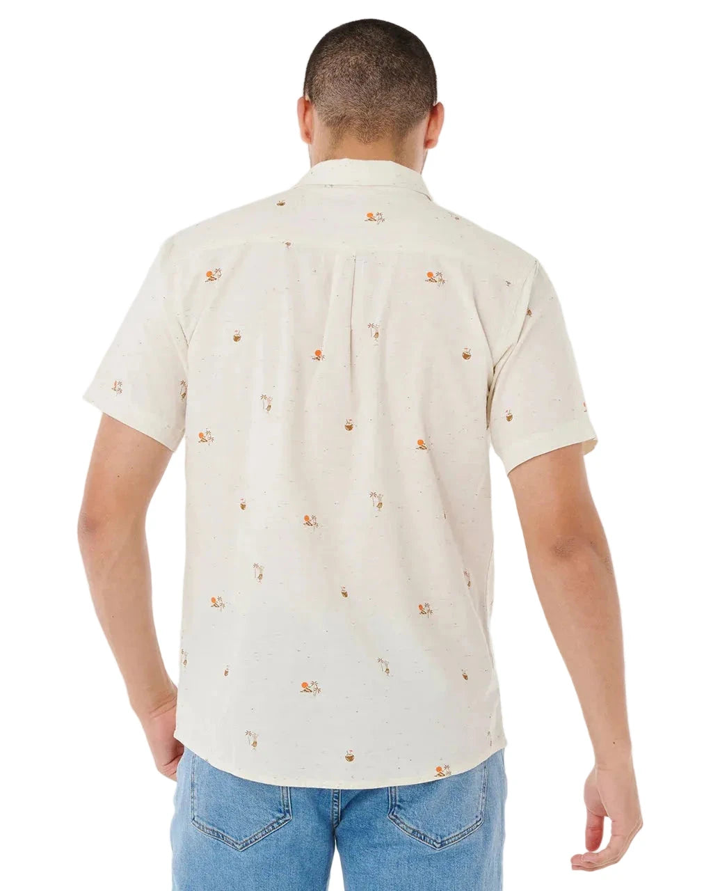 RIP CURL Skelly Breach Short Sleeve Button Up Shirt Off White Men's Short Sleeve Button Up Shirts Rip Curl