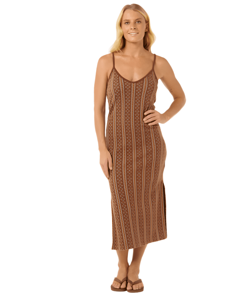 RIP CURL Women's San Carlos Jacquard Knit Midi Dress Brown Women's Dresses Rip Curl