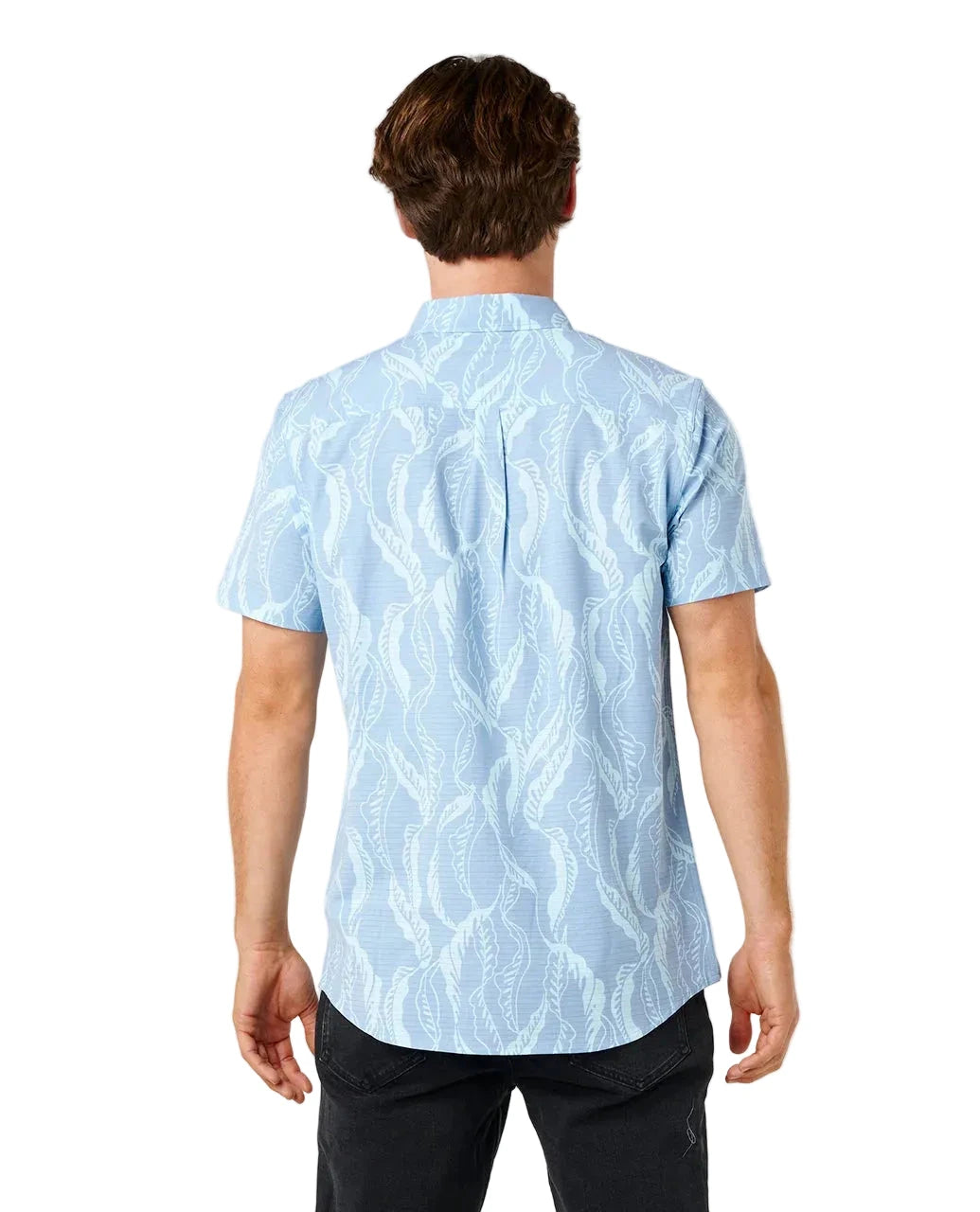 RIP CURL Sessions Aerotech Shorts Sleeve Button Up Faded Denim Men's Short Sleeve Button Up Shirts Rip Curl