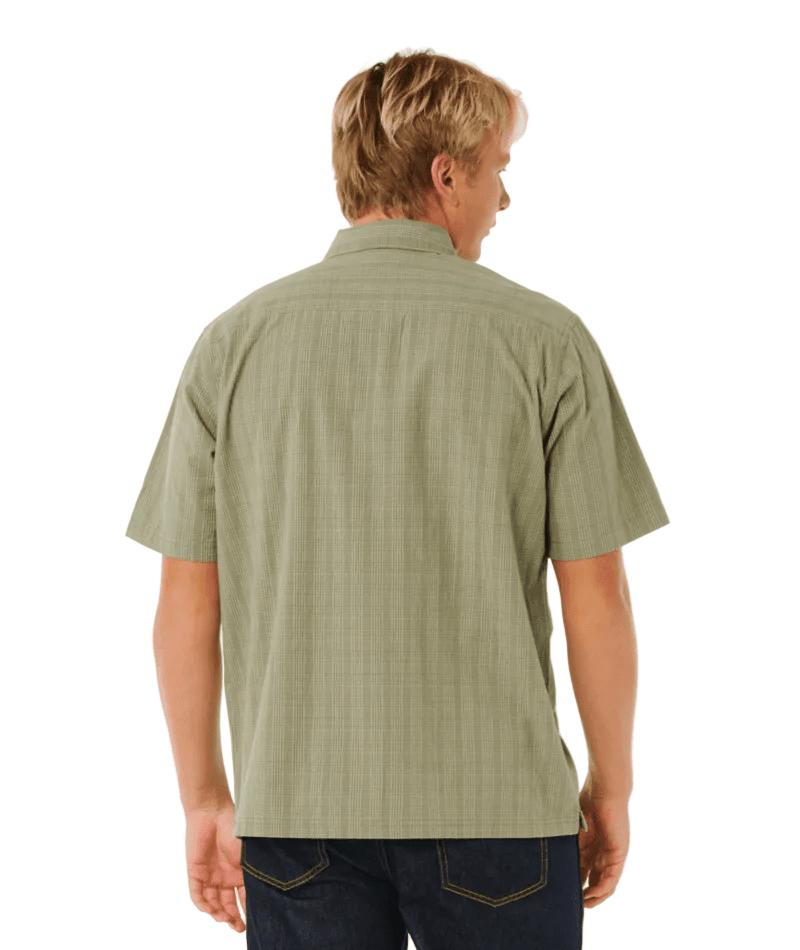 RIP CURL Premium Surf Check Short Sleeve Button Up Shirt Surplus Green Men's Short Sleeve Button Up Shirts Rip Curl