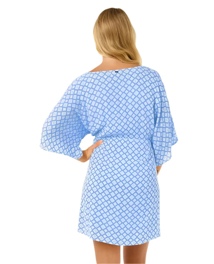 RIP CURL Women's San Carlos Short Sleeve Cover Up Dress Blue Women's Dresses Rip Curl