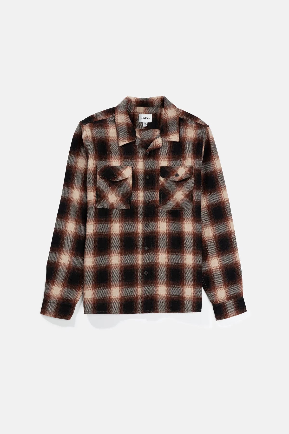 RHYTHM Plaid Flannel Rust Men's Long Sleeve Button Up Shirts Rhythm