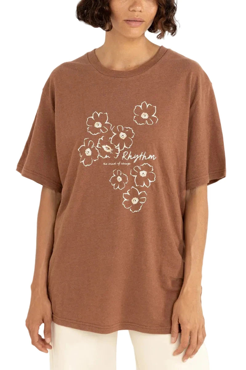 RHYTHM Women's Lulu Floral Oversized T-Shirt Chocolate Men's Short Sleeve T-Shirts Rhythm