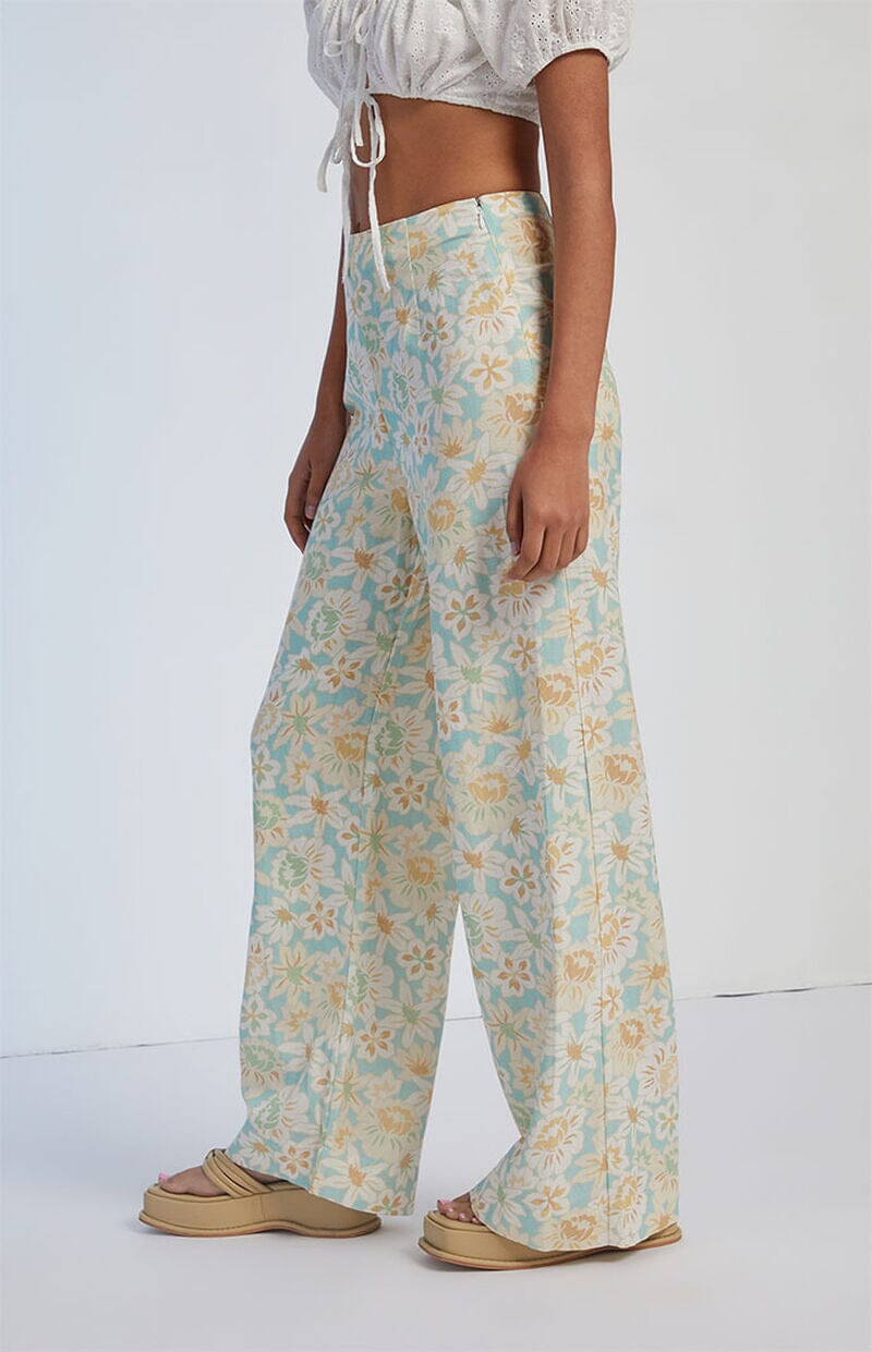 RHYTHM Women's Paloma Floral Wide Leg Pant Aqua Women's Pants Rhythm