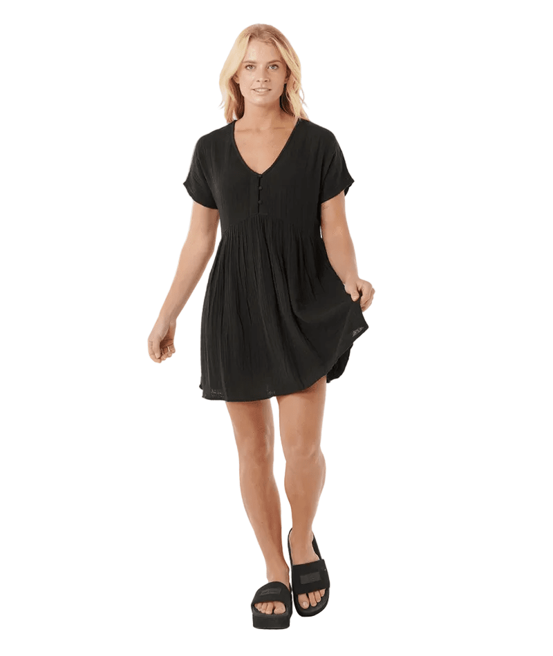 RIP CURL Women's Premium Short Sleeve Dress Black Women's Dresses Rip Curl