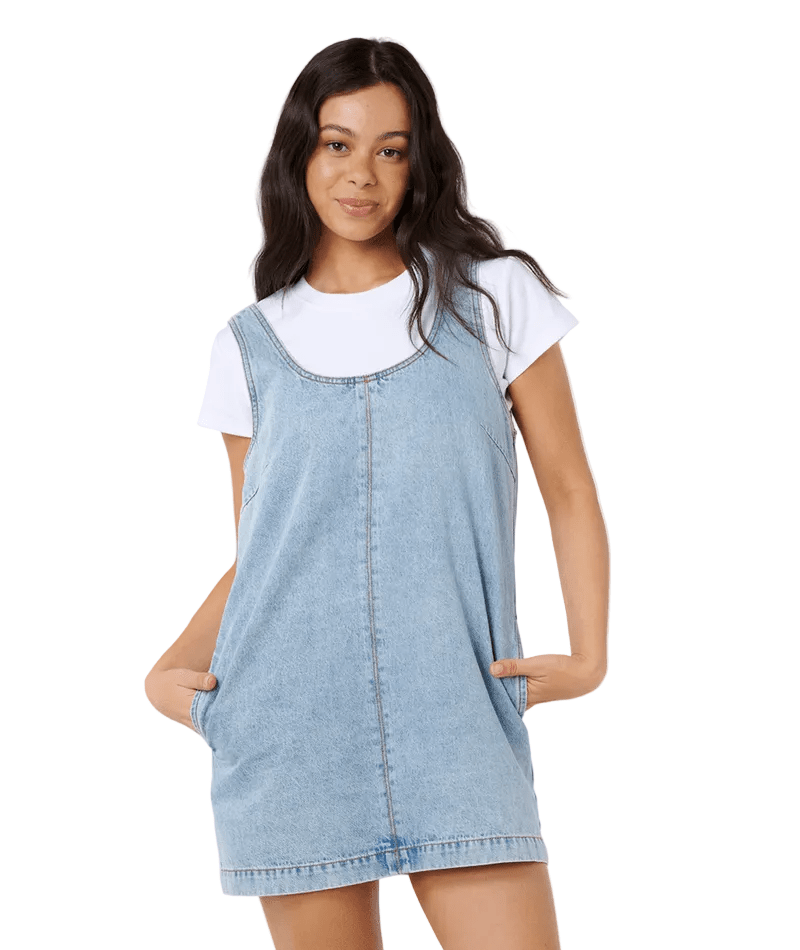 RIP CURL Women's Ellie Denim Mini Dress Vintage Blue Women's Dresses Rip Curl