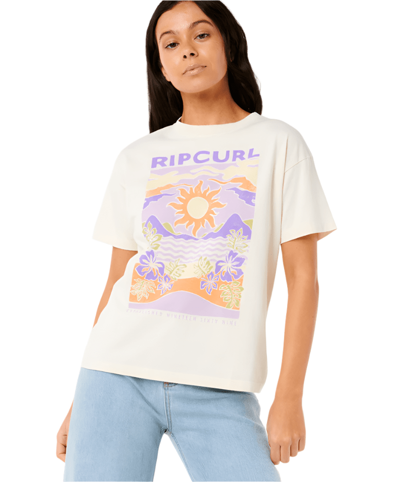 RIP CURL Women's Dune Dancer Relaxed Tee Bone Women's Short Sleeve T-Shirts Rip Curl
