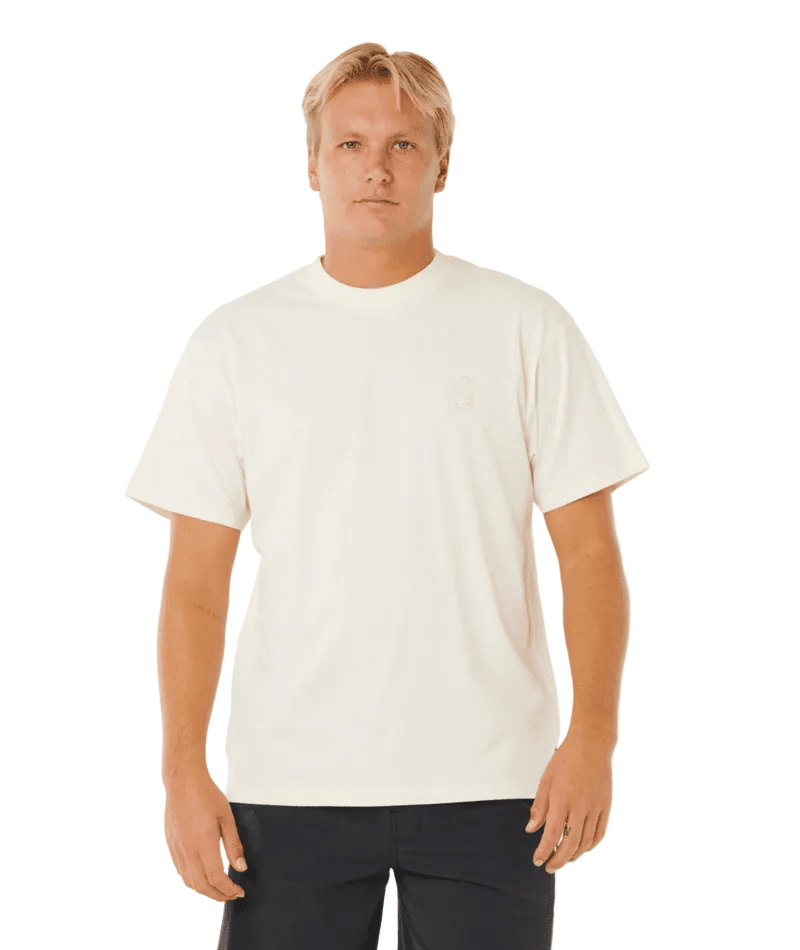 RIP CURL Search Embroidery T-Shirt Bone Men's Short Sleeve T-Shirts Rip Curl