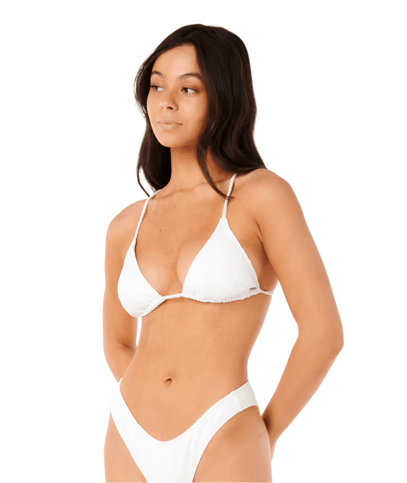 RIP CURL Women's Dusk Textured Tri Bikini Top White Women's Bikini Tops Rip Curl