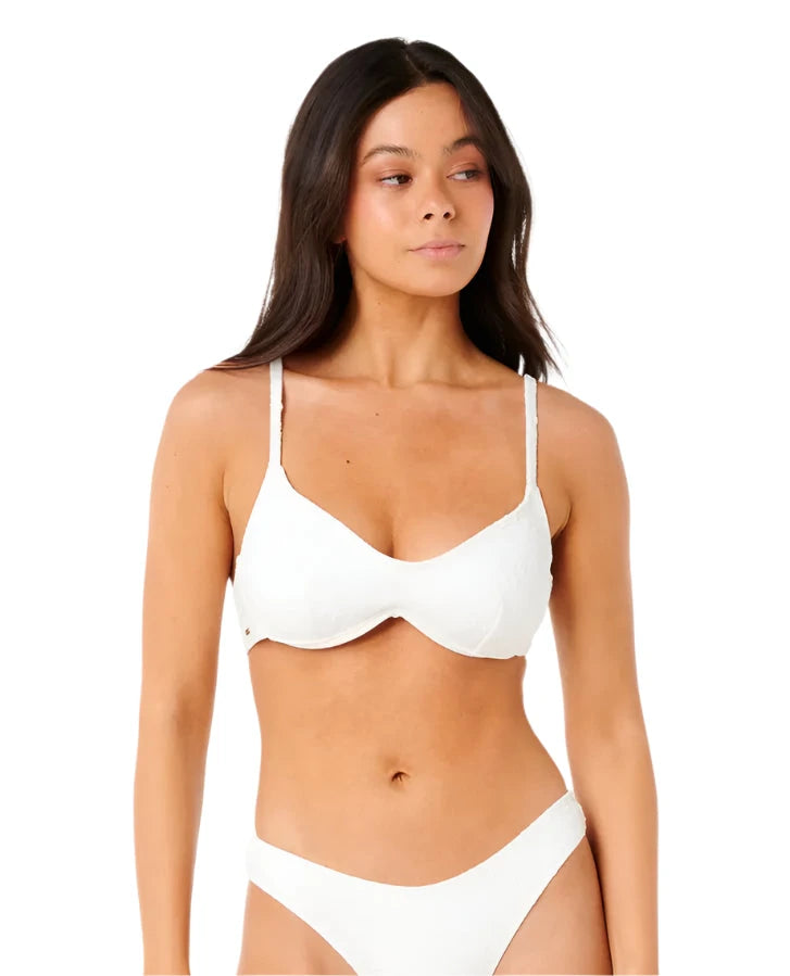 RIP CURL Women's Dusk Textured D-DD Bra Bikini Top White Women's Bikini Tops Rip Curl