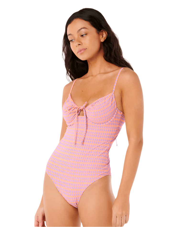 RIP CURL Women's Isles Plaid One Piece Bathing Suit Purple Women's One Pieces Rip Curl