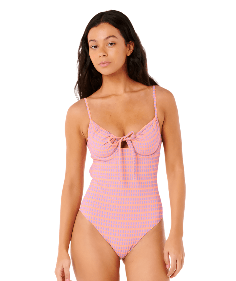 RIP CURL Women's Isles Plaid One Piece Bathing Suit Purple Women's One Pieces Rip Curl