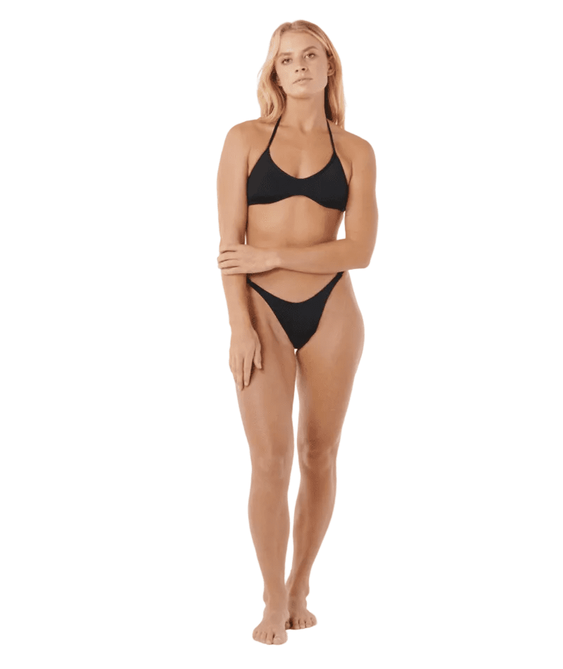 RIP CURL Women's Classic Surf Hi Leg Bikini Bottom Black Women's Bikini Bottoms Rip Curl