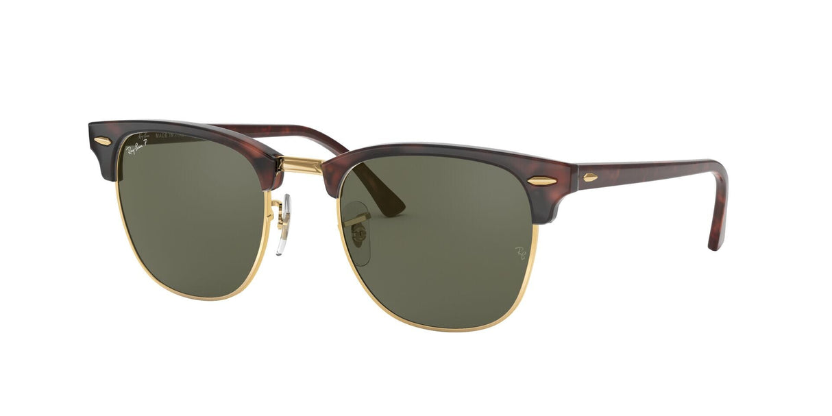 RAY-BAN Clubmaster Red Havana - Green Classic G-15 Polarized Sunglasses Sunglasses Ray-Ban