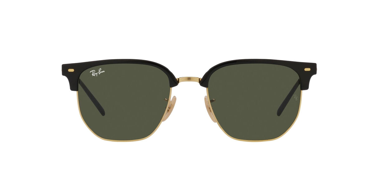 RAY-BAN New Clubmaster Polished Black On Arista Gold - Green Sunglasses Sunglasses Ray-Ban