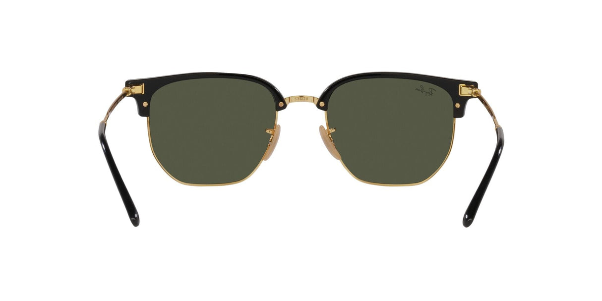 RAY-BAN New Clubmaster Polished Black On Arista Gold - Green Sunglasses Sunglasses Ray-Ban