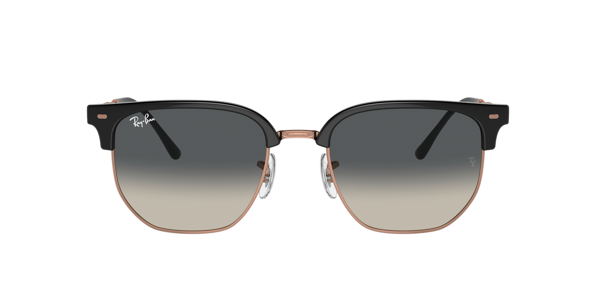 RAY-BAN New Clubmaster Polished Dark Grey On Rose Gold - Grey Sunglasses