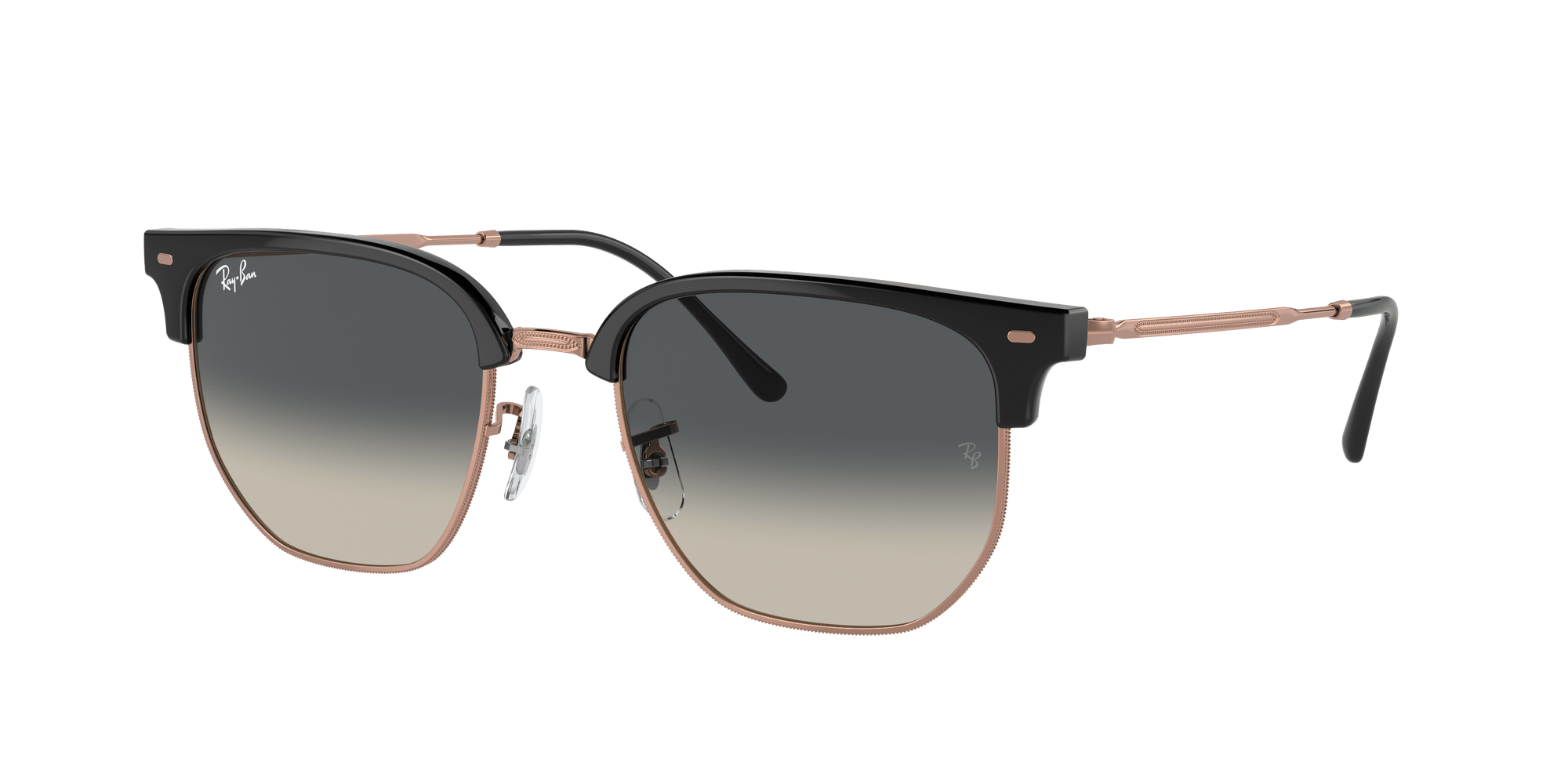 RAY-BAN New Clubmaster Polished Dark Grey On Rose Gold - Grey Sunglasses