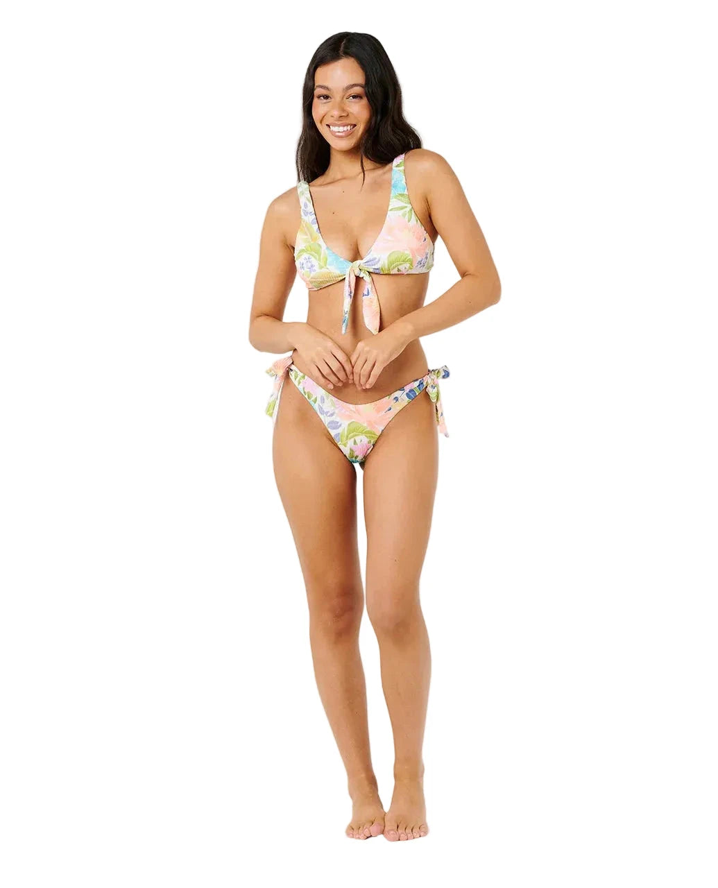 RIP CURL Women's Catalina Island Tie Front Crop Bikini Top Multico Women's Bikini Tops Rip Curl