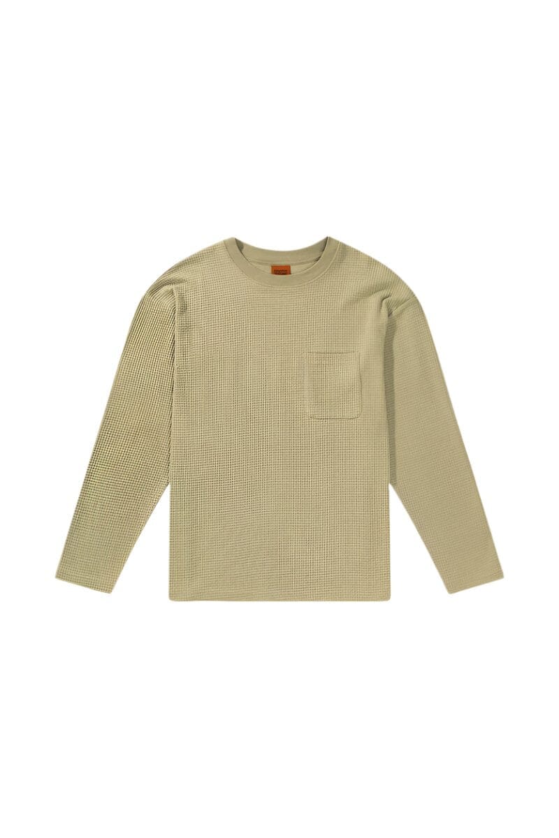 RHYTHM Vintage Waffle Long Sleeve T-Shirt Fatigue Men's Long Sleeve T-Shirts Rhythm