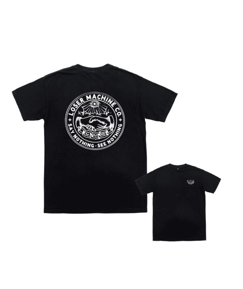 LOSER MACHINE Secret Society Pocket T-Shirt Black Men's Short Sleeve T-Shirts Loser Machine