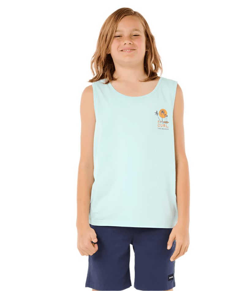 RIP CURL Boys AOTS Cody Welsh Tank Aqua Boy's Tank Tops Rip Curl