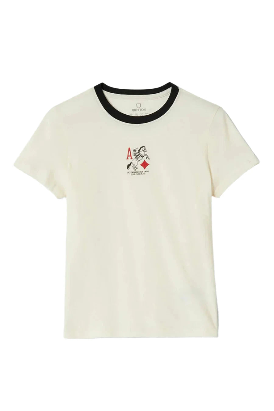 BRIXTON Women's Aces Fitted Crew T-Shirt Off White/Black Women's Short Sleeve T-Shirts Brixton
