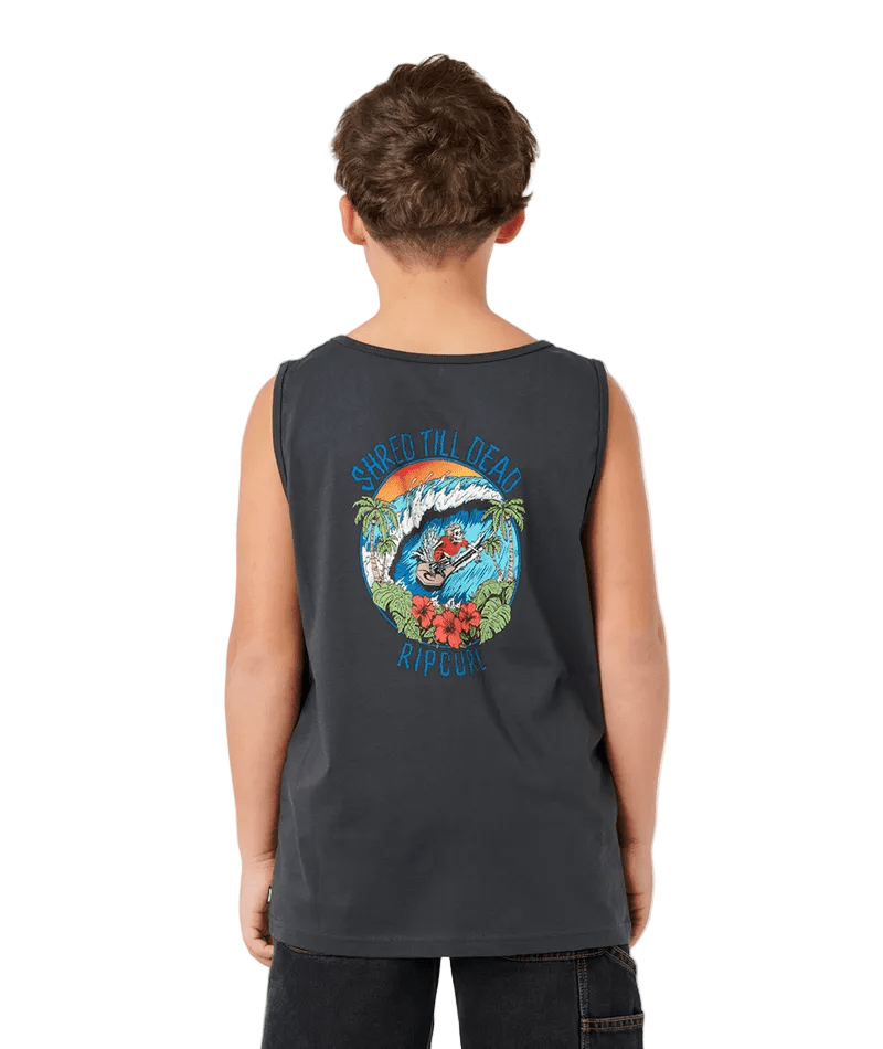 RIP CURL Boys Skull Surf Tank Washed Black Boy's Tank Tops Rip Curl