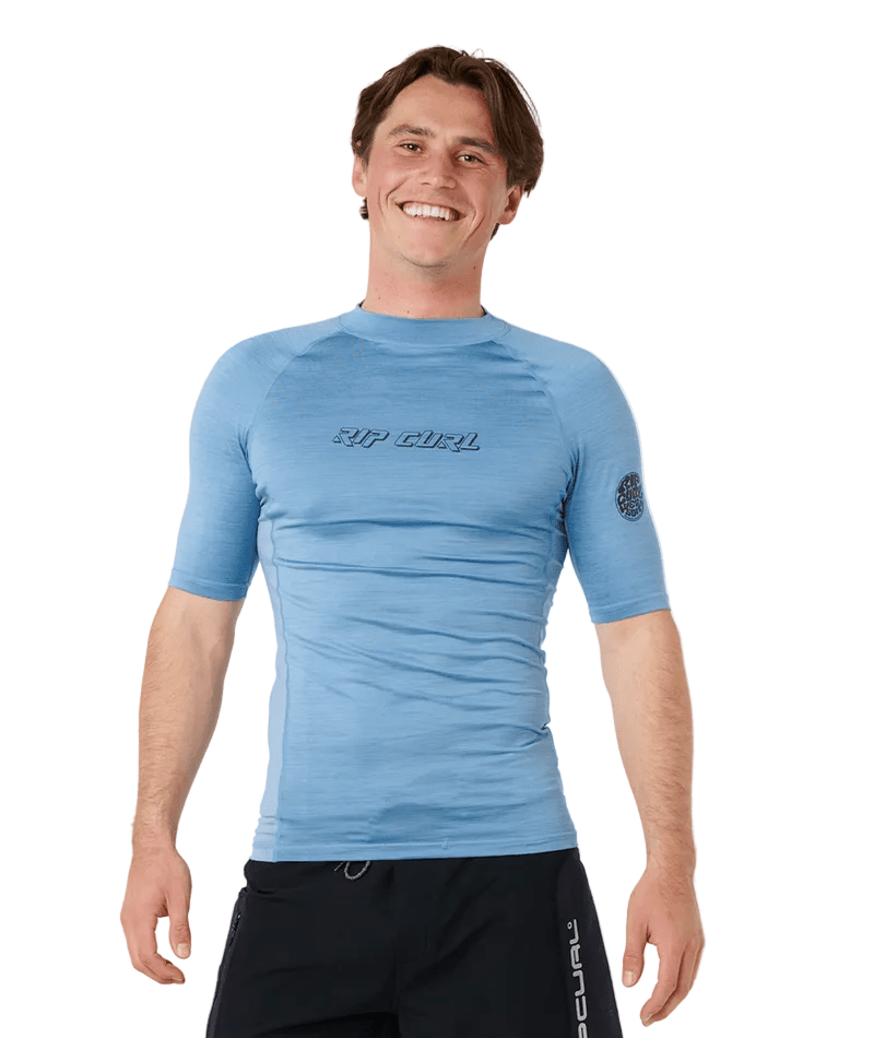 RIP CURL Dawn Patrol UPF 50 Perforated Rash Guard Faded Denim Men's Rashguards Rip Curl