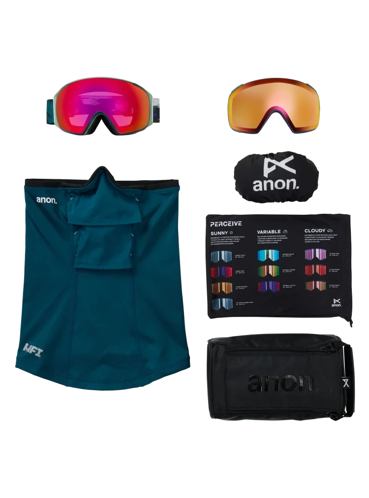 ANON M4S Toric Family Tree - Perceive Sunny Red + Perceive Cloudy Burst + MFI Face Mask Snow Goggle Snow Goggles Anon