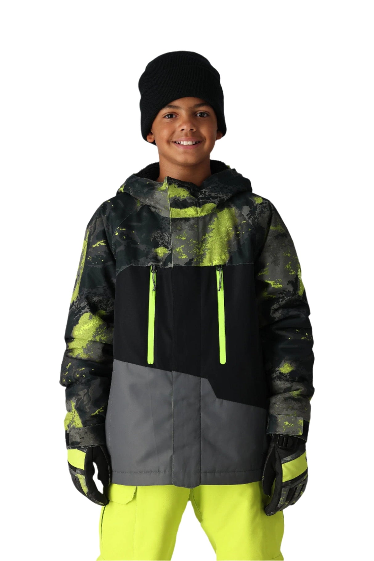 686 Youth Geo Insulated Snowboard Jacket Lime Hemisphere Colorblock 2025 Youth Snow Jackets 686