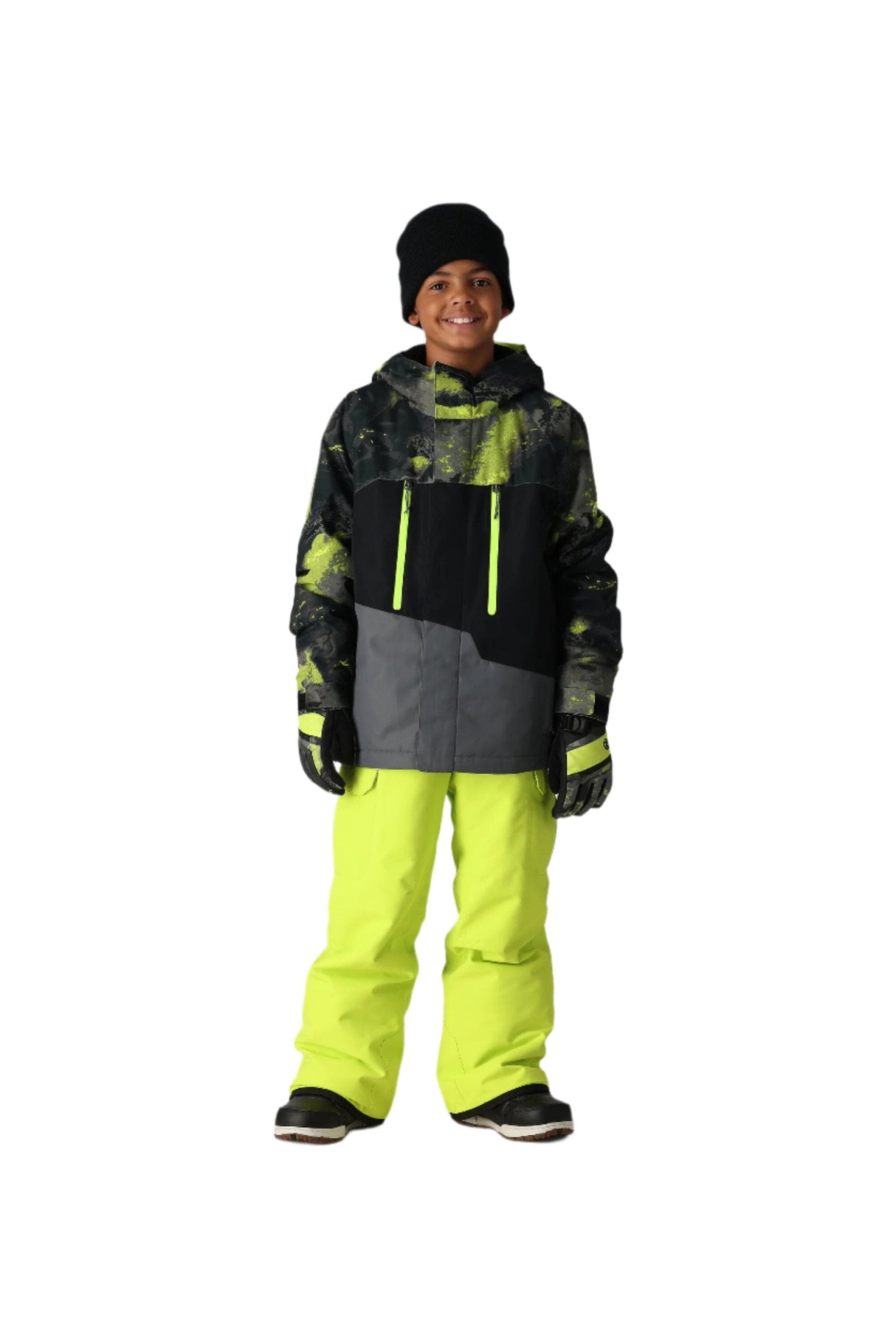 686 Youth Geo Insulated Snowboard Jacket Lime Hemisphere Colorblock 2025 Youth Snow Jackets 686