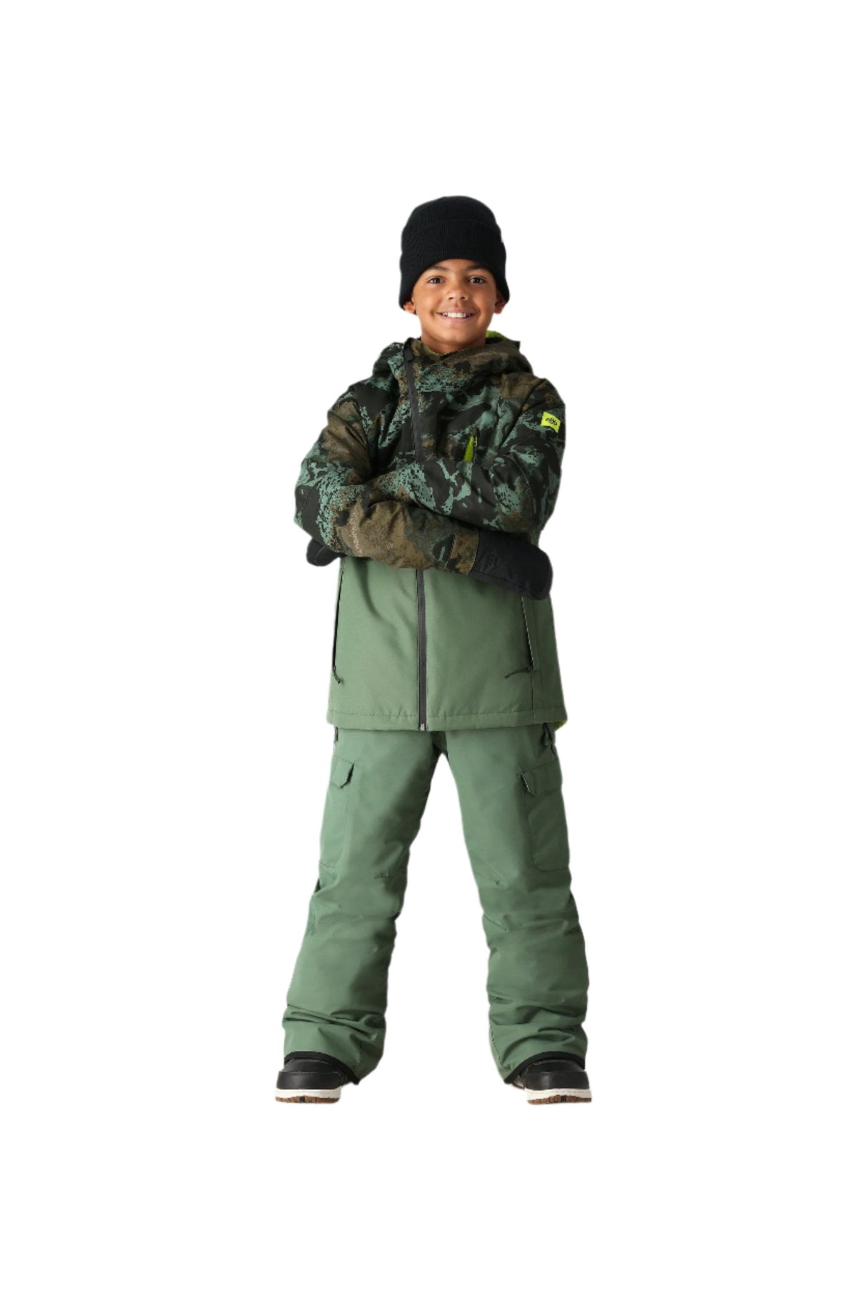 686 Youth Hydra Insulated Snowboard Jacket Cypress Green Hemisphere Colorblock 2025 Youth Snow Jackets 686