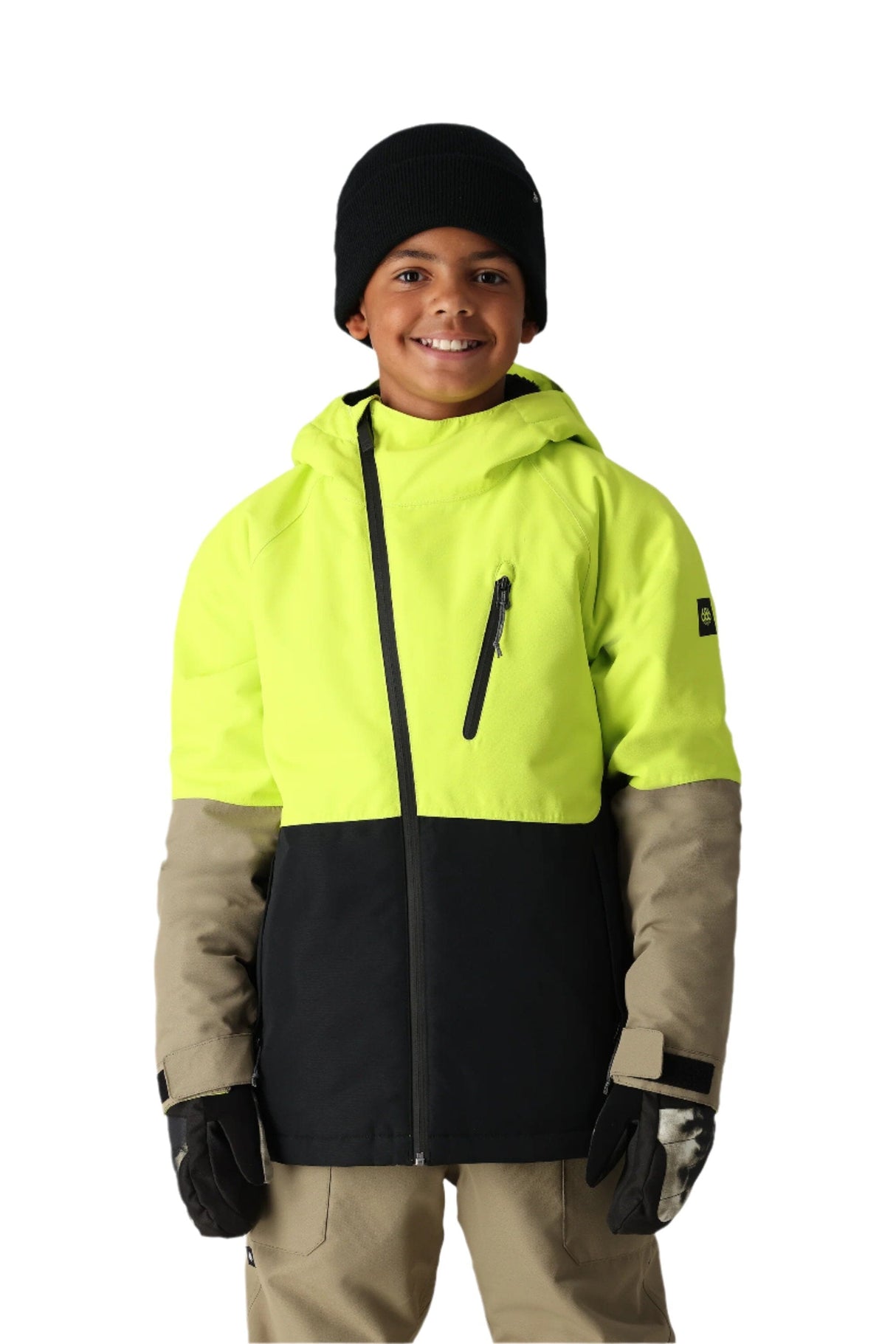 686 Youth Hydra Insulated Snowboard Jacket Lime Colorblock 2025 Youth Snow Jackets 686