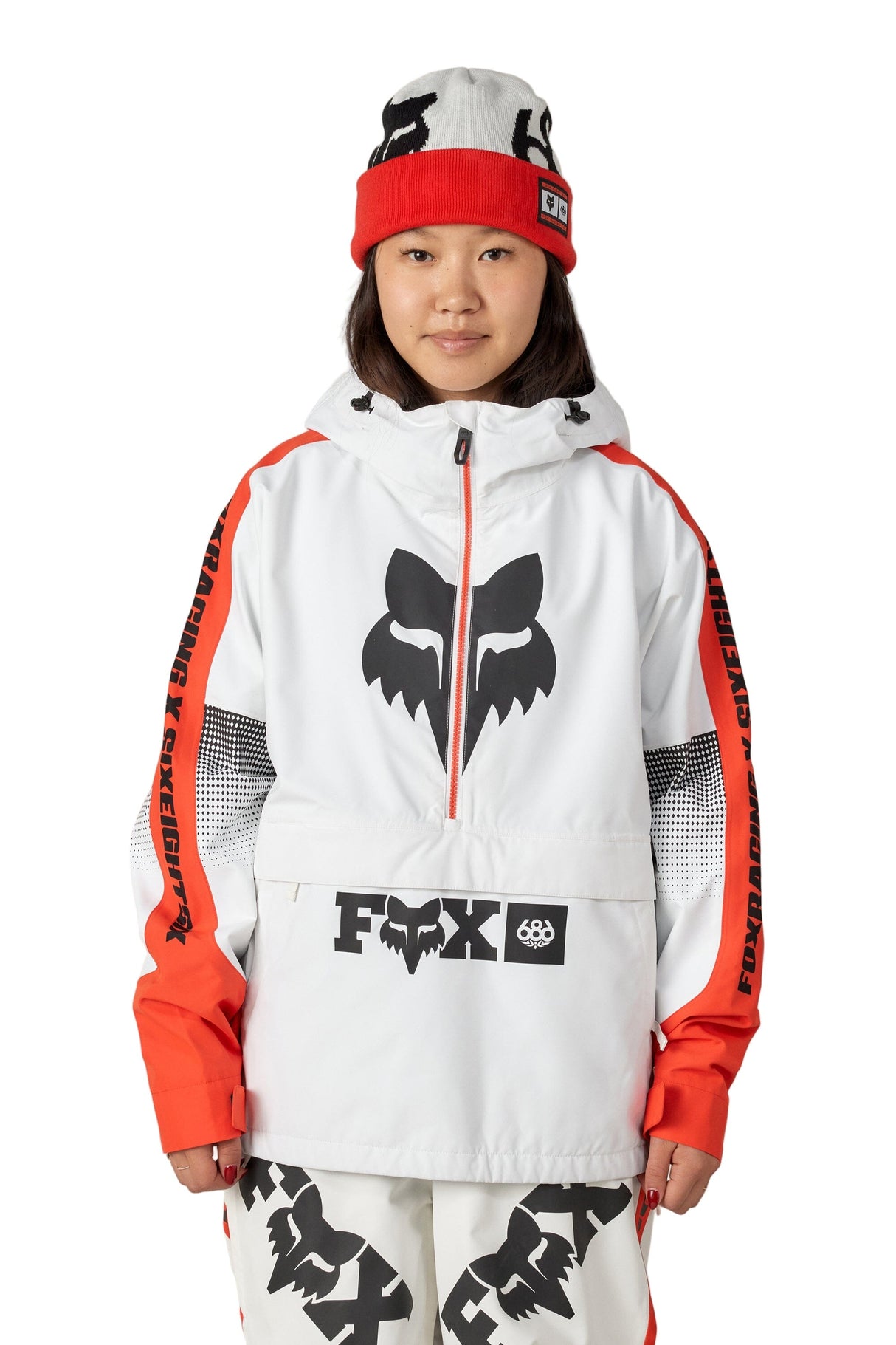 686 Women's Fox Racing Shell Anorak Snow Jacket Fox Flare Colorblock 2026 Women's Snow Jackets 686