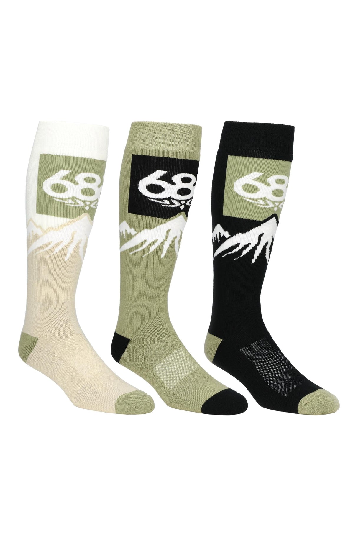 686 Snow Caps Snow Socks 3 Pack Multi Men's Snowboard Socks 686
